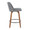 Tintori counter stool in Walnut Wood, Grey Fabric, Black Metal, side view, featuring metal footrest