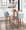 Tintori counter stool in Walnut Wood, Grey Fabric, Black Metal, featuring metal footrest