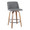 Toriano 26" Mid-Century Modern Fixed-Height Counter Stool with Swivel in Walnut Wood and Grey Fabric with Round Black Metal Footrest- Set of 2 — product view