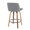 Toriano 26" Mid-Century Modern Fixed-Height Counter Stool with Swivel in Walnut Wood and Grey Fabric with Round Black Metal Footrest- Set of 2 — rear three-quarter view
