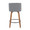 Toriano 26" Mid-Century Modern Fixed-Height Counter Stool with Swivel in Walnut Wood and Grey Fabric with Round Black Metal Footrest- Set of 2 — back view