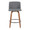 Toriano 26" Mid-Century Modern Fixed-Height Counter Stool with Swivel in Walnut Wood and Grey Fabric with Round Black Metal Footrest- Set of 2 — front view
