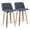 Toriano Mid-Century Modern Counter Stool in Walnut and Blue Fabric- Set of 2 — pair view