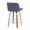 Toriano Mid-Century Modern Counter Stool in Walnut and Blue Fabric- Set of 2 — rear three-quarter view
