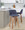 Toriano Mid-Century Modern Counter Stool in Walnut and Blue Fabric- Set of 2 — lifestyle photo 2