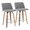 Tintori counter stool in Walnut Wood, Grey Fabric, Chrome, coordinated set view, featuring metal footrest