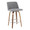 Tintori counter stool in Walnut Wood, Grey Fabric, Chrome, product view, featuring metal footrest