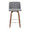 Tintori counter stool in Walnut Wood, Grey Fabric, Chrome, front view, featuring metal footrest