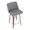 Tintori counter stool in Walnut Wood, Grey Fabric, Chrome, top view, featuring metal footrest