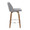 Toriano 26" Mid-Century Modern Fixed-Height Counter Stool with Swivel in Walnut Wood and Grey Fabric with Round Chrome Metal Footrest- Set of 2 — side view