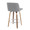 Toriano 26" Mid-Century Modern Fixed-Height Counter Stool with Swivel in Walnut Wood and Grey Fabric with Round Chrome Metal Footrest- Set of 2 — rear three-quarter view