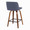 Toriano Mid-Century Modern Counter Stool in Walnut and Blue Fabric- Set of 2 — rear three-quarter view