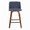 Toriano Mid-Century Modern Counter Stool in Walnut and Blue Fabric- Set of 2 — front view