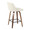 Toriano Mid-Century Modern Counter Stool in Walnut and Cream Fabric- Set of 2 — rear three-quarter view