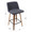 Tintori counter stool in Walnut Wood, Grey Fabric, Black Metal