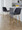 Tintori counter stool in Blue Fabric, Gold Metal, featuring swivel
