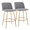 Toriano 26" Contemporary Fixed-Height Counter Stool with Swivel in Grey Fabric and Gold Metal with Round Footrest- Set of 2 — pair view