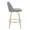 Toriano 26" Contemporary Fixed-Height Counter Stool with Swivel in Grey Fabric and Gold Metal with Round Footrest- Set of 2 — side view