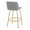 Toriano 26" Contemporary Fixed-Height Counter Stool with Swivel in Grey Fabric and Gold Metal with Round Footrest- Set of 2 — rear three-quarter view