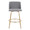 Toriano 26" Contemporary Fixed-Height Counter Stool with Swivel in Grey Fabric and Gold Metal with Round Footrest- Set of 2 — front view