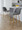 Toriano 26" Contemporary Fixed-Height Counter Stool with Swivel in Grey Fabric and Gold Metal with Round Footrest- Set of 2 — lifestyle photo 2
