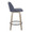 Tintori counter stool in Light Grey Wood, Blue Fabric, Black Metal, side view, featuring swivel and wood frame