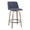 Tintori counter stool in Light Grey Wood, Blue Fabric, Black Metal, product view, featuring swivel and wood frame