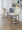 Tintori counter stool in Light Grey Wood, Cream Fabric, Black Metal, featuring swivel and wood frame