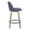 Tintori counter stool in Whitewashed Wood, Blue Fabric, Black Metal, side view, featuring swivel and wood frame