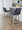 Tintori counter stool in Whitewashed Wood, Blue Fabric, Black Metal, featuring swivel and wood frame