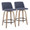 Tintori counter stool in Whitewashed Wood, Blue Fabric, Black Metal, coordinated set view, featuring swivel and wood frame