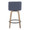 Tintori counter stool in Whitewashed Wood, Blue Fabric, Black Metal, back view, featuring swivel and wood frame