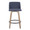 Tintori counter stool in Whitewashed Wood, Blue Fabric, Black Metal, front view, featuring swivel and wood frame