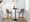 Tintori counter stool in Whitewashed Wood, Grey Fabric, Black Metal, featuring swivel and wood frame