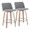 Toriano 26" Contemporary Fixed-Height Counter Stool with Swivel in Whitewashed Wood and Grey Fabric with Round Chrome Metal Footrest- Set of 2 — pair view