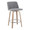 Toriano 26" Contemporary Fixed-Height Counter Stool with Swivel in Whitewashed Wood and Grey Fabric with Round Chrome Metal Footrest- Set of 2 — product view
