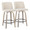 Tintori counter stool in Light Grey Wood, Cream Noise Fabric, Black Metal, coordinated set view, featuring swivel and metal footrest