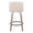 Toriano 26" Contemporary Fixed-Height Counter Stool with Swivel in Light Grey Wood and Cream Noise Fabric with Round Black Metal Footrest- Set of 2 — back view