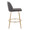 Toriano 26" Contemporary Fixed-Height Counter Stool with Swivel in Grey Faux Leather and Gold Metal with Round Footrest- Set of 2 — side view
