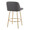 Toriano 26" Contemporary Fixed-Height Counter Stool with Swivel in Grey Faux Leather and Gold Metal with Round Footrest- Set of 2 — rear three-quarter view
