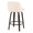 Tintori counter stool in Walnut-glazed Wood, Cream PU, Black Metal, back and side view, featuring swivel and metal footrest