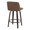 Tintori counter stool in Walnut Glazed Wood, Black Metal, Espresso PU, back and side view, featuring swivel and wood frame