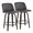 Toriano 26" Mid-Century Modern Fixed Height Counter Stool with Swivel in Walnut-glazed Wood and Grey Faux Leather with Round Black Metal Footrest- Set of 2 — pair view