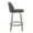 Toriano 26" Contemporary Fixed-Height Counter Stool with Swivel in Light Grey Wood and Grey Faux Leather with Round Black Metal Footrest- Set of 2 — side view