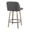 Toriano 26" Contemporary Fixed-Height Counter Stool with Swivel in Light Grey Wood and Grey Faux Leather with Round Black Metal Footrest- Set of 2 — rear three-quarter view
