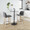 Tintori counter stool in Whitewashed Wood, Grey PU, Black Metal, featuring swivel and metal footrest