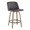 Toriano 26" Contemporary Fixed-Height Counter Stool with Swivel in Whitewashed Wood and Grey Faux Leather with Round Black Metal Footrest- Set of 2 — product view