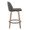 Toriano 26" Contemporary Fixed-Height Counter Stool with Swivel in Whitewashed Wood and Grey Faux Leather with Round Black Metal Footrest- Set of 2 — side view