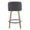 Toriano 26" Contemporary Fixed-Height Counter Stool with Swivel in Whitewashed Wood and Grey Faux Leather with Round Black Metal Footrest- Set of 2 — back view