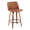 Toriano 26" Mid-Century Modern Fixed Height Counter Stool with Swivel in Walnut Wood and Camel Faux Leather with Round Black Footrest- Set of 2 — product view